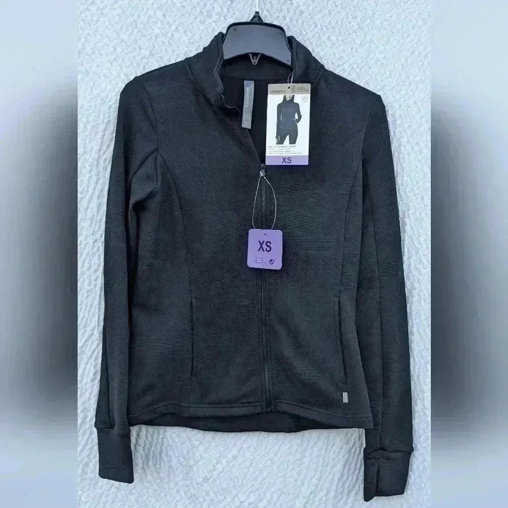 NWT MONDETTA Women's Black Full Zip-up Jacquard Printed Fitted Jacket Size XSm.